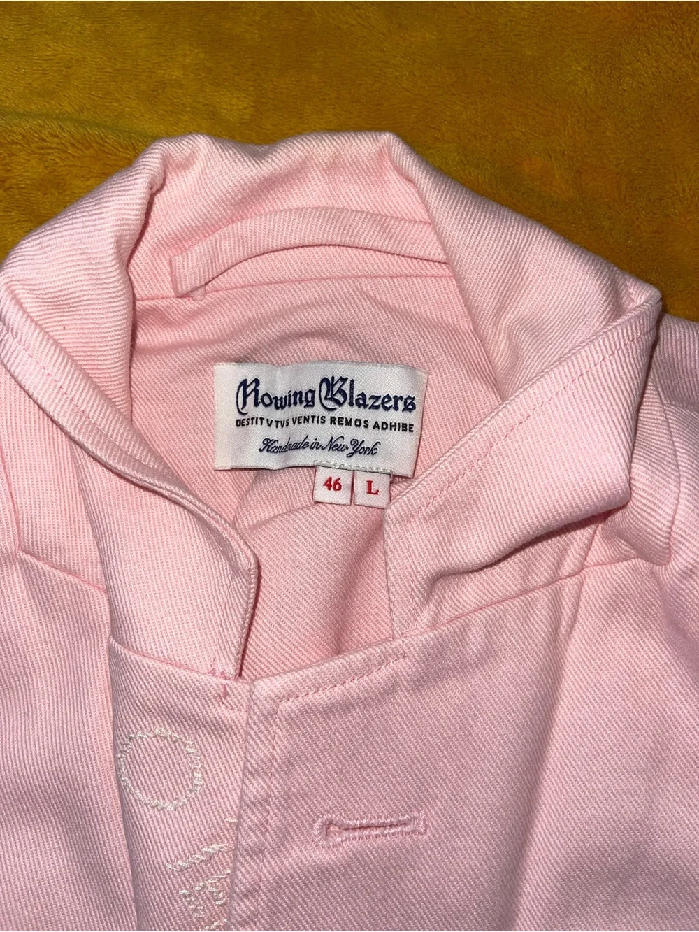 Rowing Blazers Light Pink Cotton Jacket with Label Detail